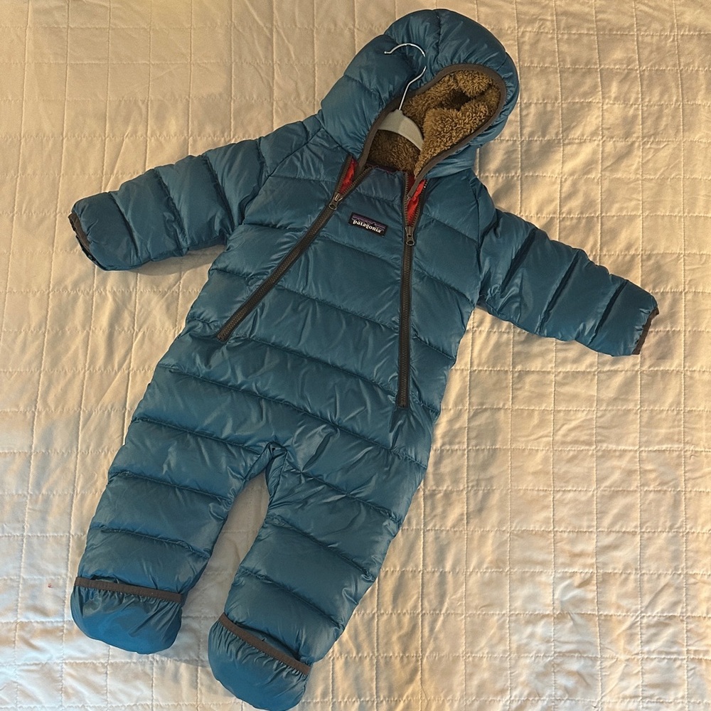 Patagonia Blue Infant Snowsuit with Red Lining